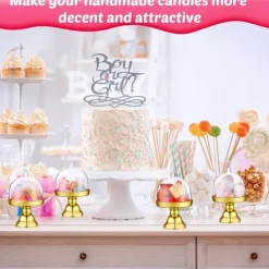 Serveringsfat & Skålar-24 stycken guldfärgade, genomskinliga mini-tårtfat i plast med kupolformade lock, dessertfat med kupolformade lock för födelsedag, bröllop, högtider, | CDON