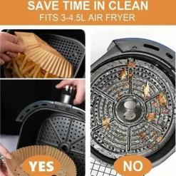 100 Stycken Papperspapper för Air Fryer, 20 cm Rund Bakpapper Liner, BPA-fri, Tillbehör för Fritös, Stekpanna