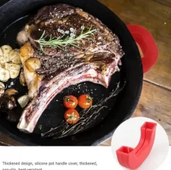 Grytlappar & Grillvantar-4 stycken silikongrytunderlägg, värmebeständiga grythandtagsskydd, halkfria grytskydd för wokar och soppgrytor röda