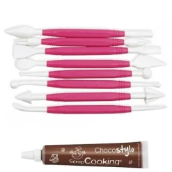 Utrustning För Tårtdekoration-8 verktyg för sockerpasta + 1 chokladpenna