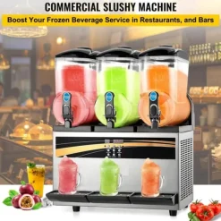 3 x 15L 800W slushmaskin, fryst dryckesmaskin med intelligent kontrollpanel, effektiv kylning, robust och hållbar