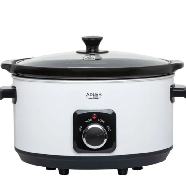 Adler Slow Cooker - Avtagbar keramisk holländsk ugn - 5,8L - Värmebeständiga bärhandtag
