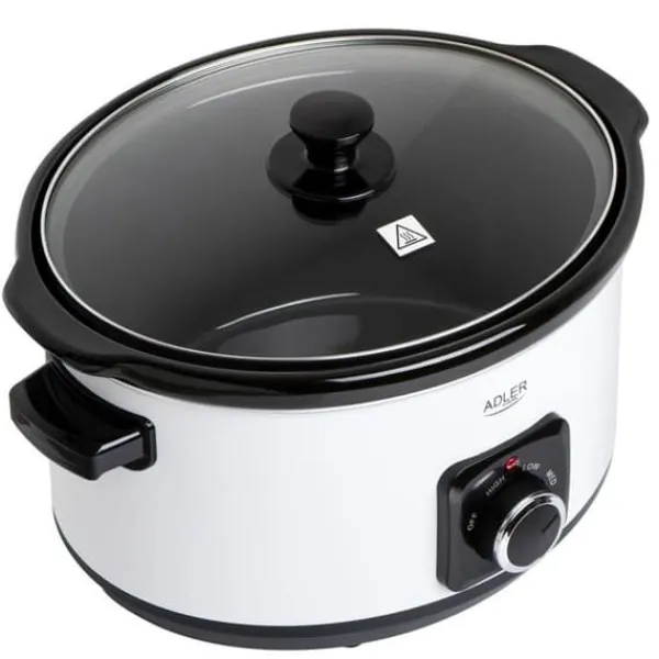 Adler Slow Cooker - Avtagbar keramisk holländsk ugn - 5,8L - Värmebeständiga bärhandtag