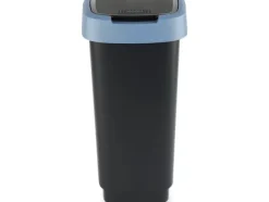 Affaldsspand, Rotho Twist, sort, plast, 25 l, sort låg med blå kant