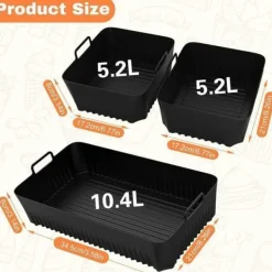 Fritöser-Air Fryer Form, 3 ST Air Fryer Tillbehör för Ninja Air Fryer 10,4L AF500EU, Silikon Air Fryer Form för Ninja Foodi Flex 10,4 L