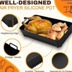 Fritöser-Air Fryer Form, 3 ST Air Fryer Tillbehör för Ninja Air Fryer 10,4L AF500EU, Silikon Air Fryer Form för Ninja Foodi Flex 10,4 L