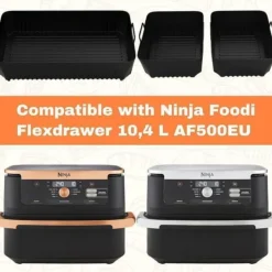 Fritöser-Air Fryer Form, 3 ST Air Fryer Tillbehör för Ninja Air Fryer 10,4L AF500EU, Silikon Air Fryer Form för Ninja Foodi Flex 10,4 L
