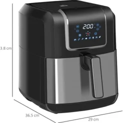 Fritöser-Airfryer 6,5 L, 1700 W, 8 program, LED-display, non-stick korg, hälsosam oljefri matlagning