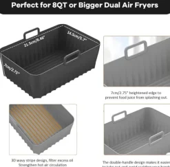 Fritöser-Airfryer-tillbehör,2pack Air Fryer-form för Ninja Foodi AF400EU AF300EU 9,5L,Airfryer-form av silikon för Instant Pot Ultenic MasterPRO Dual Air Fryer | CDON