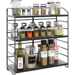 AIRUJIA Kryddställ med 3 Nivåer på Ben, Avtagbart Stöd för Flaskor och Burkar samt Justerbart Avskiljande Stöd.
