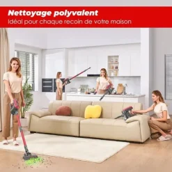 Akitas V10A Sladdlös Stövsugare 450W med BLDC-motor, Sugkraft 45kPa, 60min Autonomi, Grön LED Borste, Lätt, Anti-Trassel