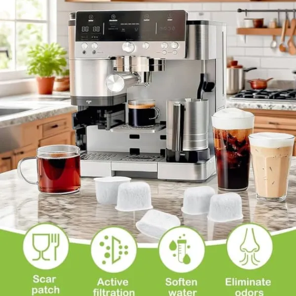 Aktivt Kolfilter för Ninja kaffebryggare Ersättningsvattenfilter Kaffetillbehör, 12-pack