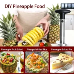 Ananasskärare, rostfritt stål, lätt att rengöra, BPA-fritt halkfritt handtag, fruktskärare för köksfruktringar