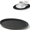 Anti-halk oval servisbricka 16x23cm - svart