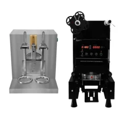 Dryckesautomater-Automatisk Boba Koppförslutningsmaskin 500W & Bubble Tea Shaker GRATIS Filmbox 500-650 Koppar per Timme Plast Papper 90/95 mm Diameter Rostfritt stål | CDON