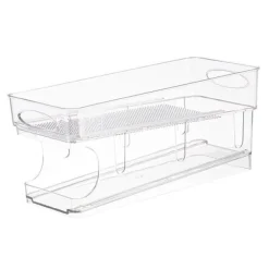 Automatisk dubbellagers transparent läskburkorganisator för kylskåp