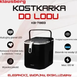 Automatisk isbitsmaskin 1,2L 0,6kg 100W LED KLAUSBERG KB-7883