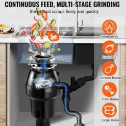 Avfallskvarn, 18.5x18.5x37 cm, rostfritt stål