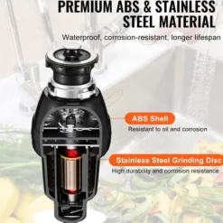 Avfallskvarn, 18,5x18,5x39,5 cm, rostfritt stål