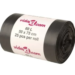 vidaXL Avfallspåsar 250 st svart 60 L