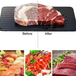 Frysar-Avfrostningsplatta - ONEVER - 35.5x20.5cm - Aluminium - Svart - Snabb avfrostning