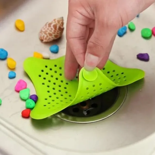 Avloppsfilter - Sjöstjärna - Silikon - 15 cm x 14 cm - Grön