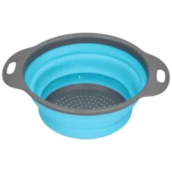 Avloppskorg Silikon Rund Hopfällbar Fruktavlopp Grönsakstvättkorg med Handtag för Hemkök Blå Stor