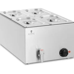 Matuppvärmare-Bain marie elvärmare med kran 4 x GN 1/4 600 W