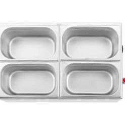 Matuppvärmare-Bain marie elvärmare med kran 4 x GN 1/4 600 W