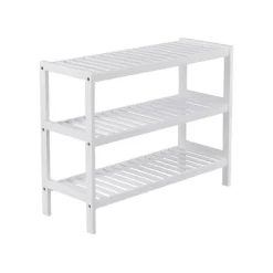 Bambu - skonställ - med 3 nivåer - vit - 70 x 55 x 26 cm