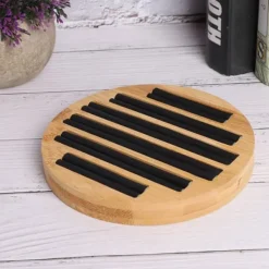 Bambu runda ringar hållare bricka visar tallrik smyckesorganisatör display för butik