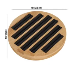 Bambu runda ringar hållare bricka visar tallrik smyckesorganisatör display för butik