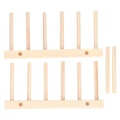 Bambu Skål tallrik Lätt bärbar Miljövänlig Slitstark Tall Trä Diskställ 5 Galler 23 cm