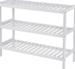 Kläd- & Garderobsförvaring-Bambu skohylla / förvaringsställe - Vit 70x55x26 cm