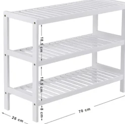 Kläd- & Garderobsförvaring-Bambu skohylla / förvaringsställe - Vit 70x55x26 cm