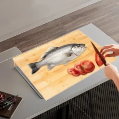 Bambu spishällsöverdrag - Skärbräda & Hällskydd - Rektangulär - 75 x 54 x 10 cm - För hem och små lägenheter - Röd