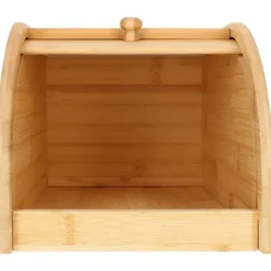 Bambuskasse för Bröd Naturlig Med Skjutöppning Kompakt Ultra Praktisk Cheffinger Ljus Brun