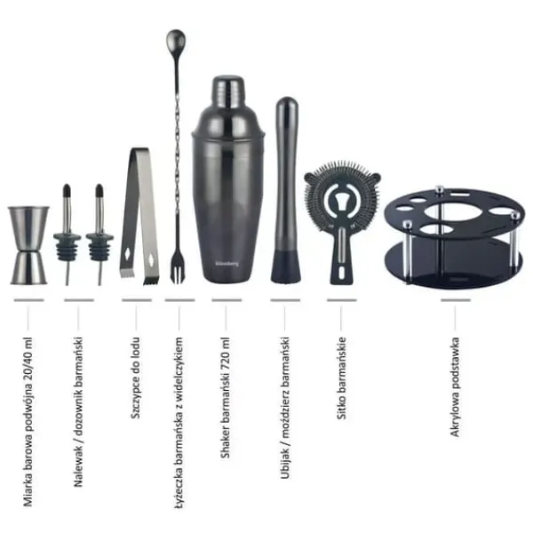 Bartenderset 9 delar Shaker KLAUSBERG KB-7581 grafit