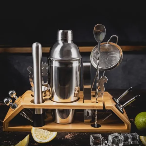 Bartenderset för cocktails, 13 delar, silvershaker, KLAUSBERG KB-7654