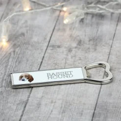 Basset Hound - flasköppnare med foto och inskription för Art-Dog öl
