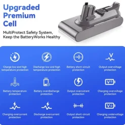 Batteri till Dyson V11, ersättningsbatteri 25,2 V 6000 mAh, V11 Click-in-version (SV14), färg: grå