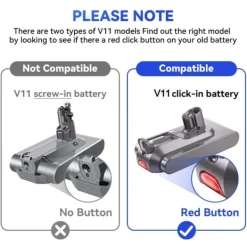 Batteri till Dyson V11, ersättningsbatteri 25,2 V 6000 mAh, V11 Click-in-version (SV14), färg: grå