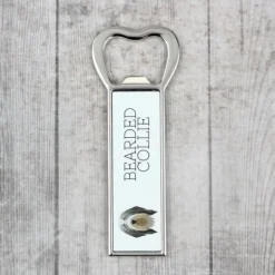 Drinkshakers & Drinkverktyg-Bearded Collie, Highland Collie - flasköppnare med foto och inskription för Art-Dog beer