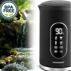 Vattenkokare-Berdsen BD-712 1,7l vattenkokare, svart och silver