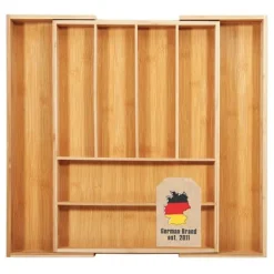 Bestickbricka Besticklåda i bambu med 8 utdragbara fack