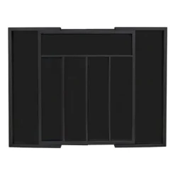 Bestickslåda, Utdragbar Bambu, 5,5x48,5x37 cm, Svart