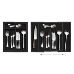 Bestickslåda, Utdragbar Bambu, 5,5x48,5x37 cm, Svart