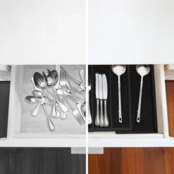 Bestickslåda, Utdragbar Bambu, 5,5x48,5x37 cm, Svart