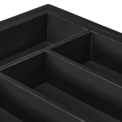 Bestickslåda, Utdragbar Bambu, 5,5x48,5x37 cm, Svart