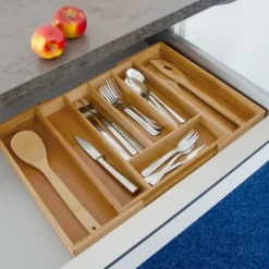 Bestickslåda, Utdragbar Bambu, 5x44,5x35,5 cm, Natur